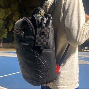 Black leather Sprayground backpack